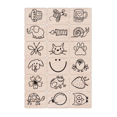 Hero Arts Ink n Stamp Fun Stuff Stamps, 18 Pieces LL330